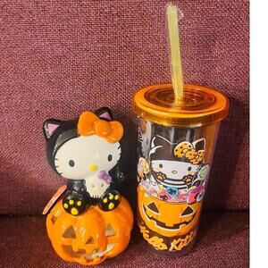 Hello Kitty Halloween black cat ceramic Blue sky & matching 20 tumbler